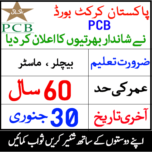 Pakistan Cricket Board PCB Latest Management Posts Lahore 2020