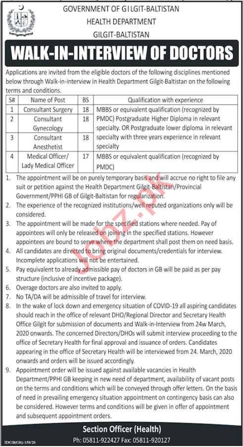 Health Department Gilgit Baltistan Jobs