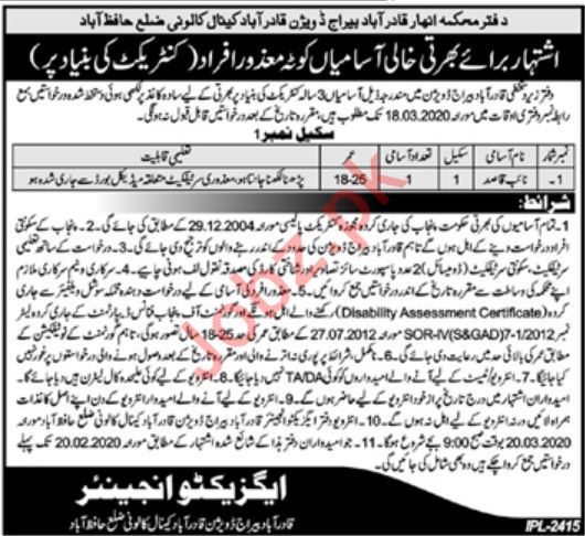 Irrigation Department Job 2020 For Disabled Persons