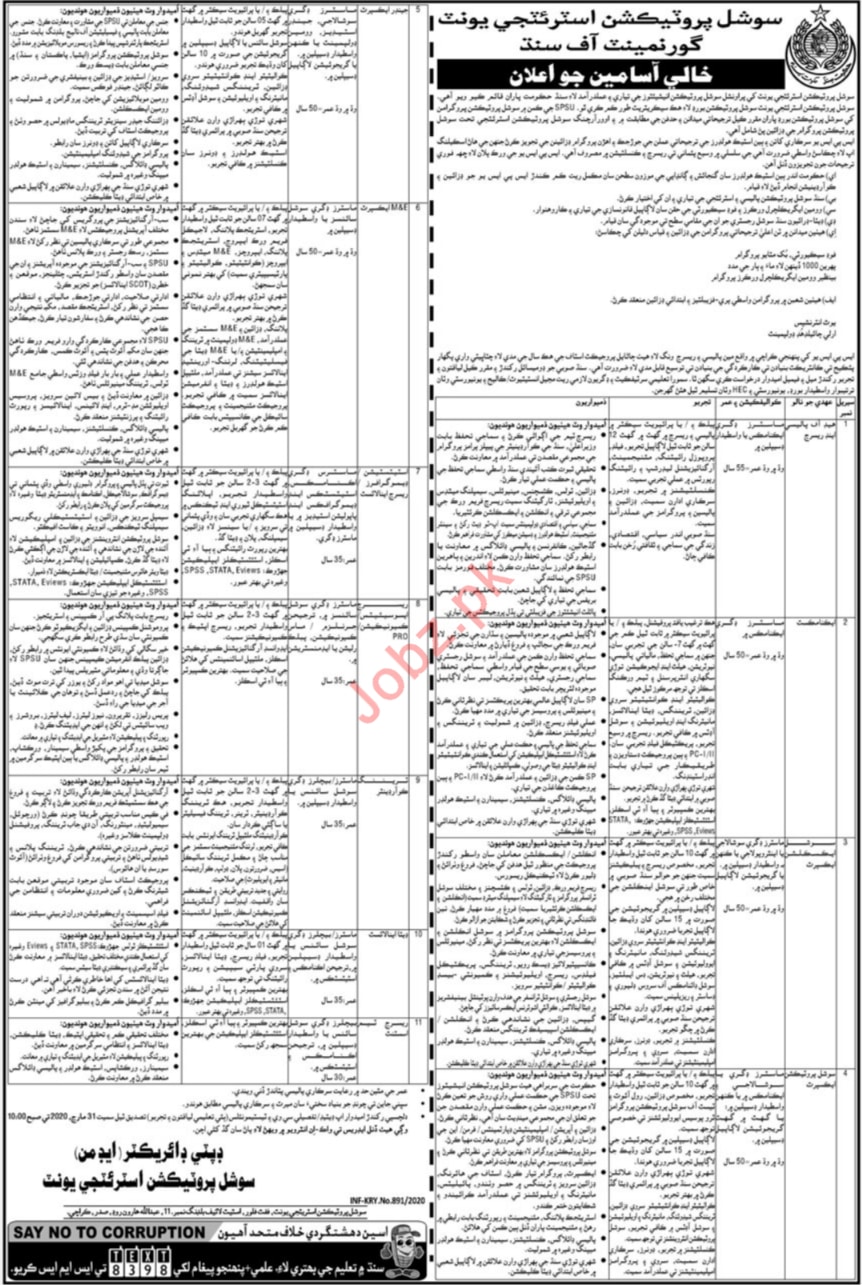 Social Protection Strategy Unit SPSU Jobs 2020
