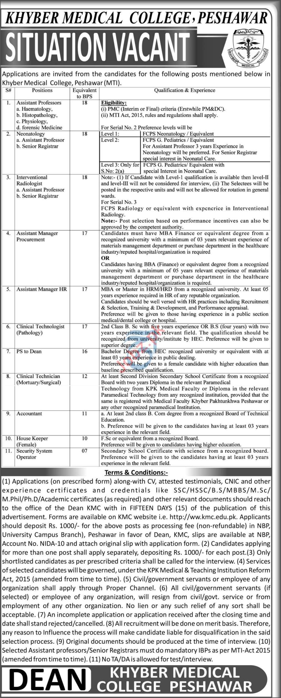 MTI Peshawar Jobs 2021 via JIP