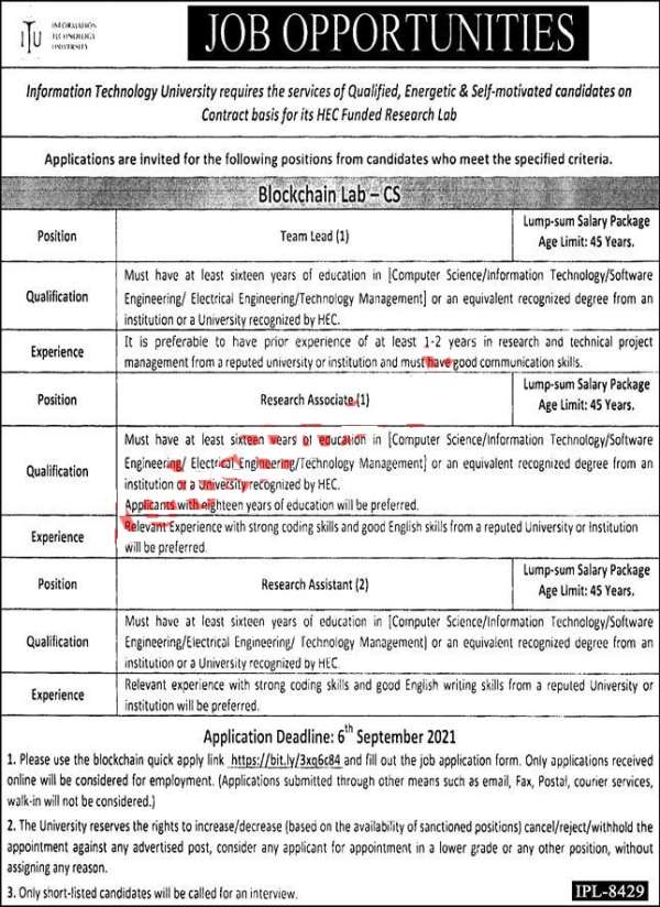 Research Assistant Lahore Jobs 2021