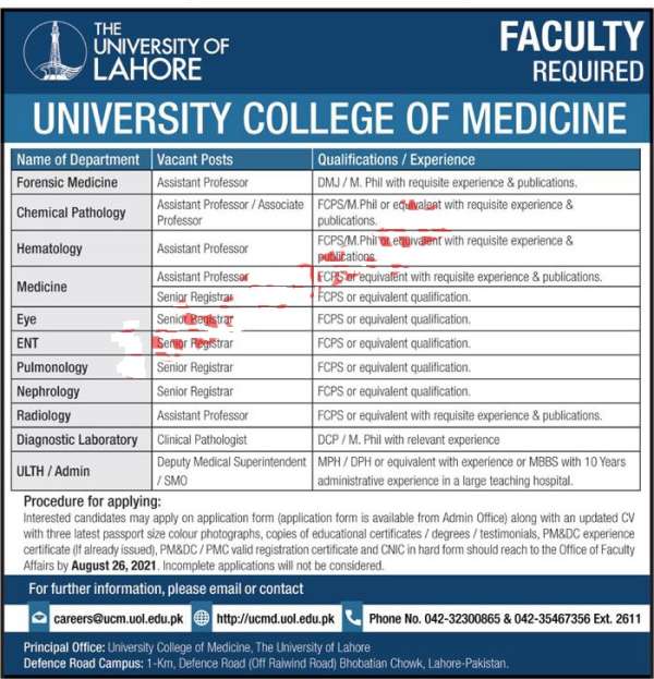 The University of Lahore UOL Jobs 2021