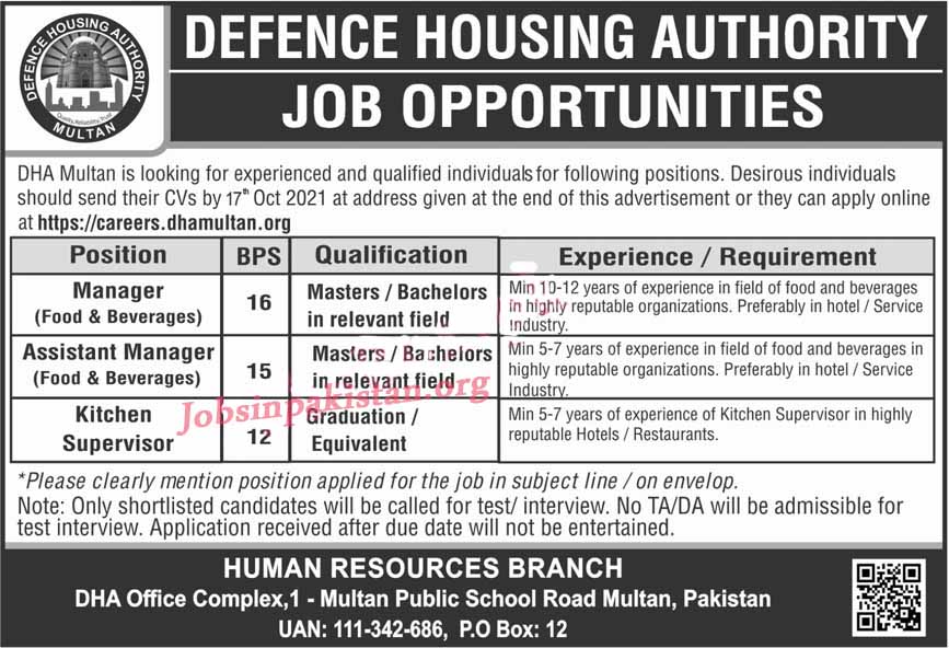 Defence Housing Authority DHA Jobs 2021